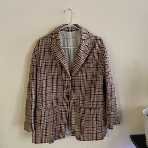 Mango Plaid Blazer - Brown and Black